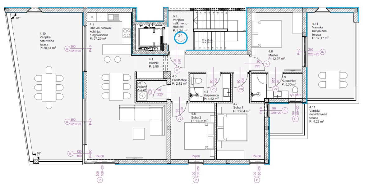 Vodice - Attico di lusso S4 con ascensore, vista mare, posizione eccellente
