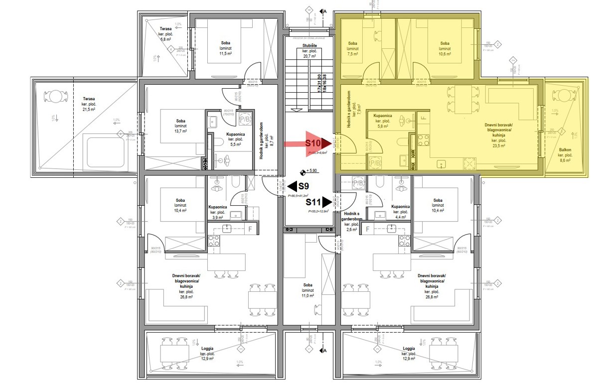 Vodice - Appartamento S10 al II piano, NUOVA COSTRUZIONE, vista mare