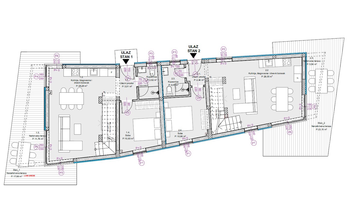 Žaborić – moderna doppia villetta S1, a 70 m dal mare, nuova costruzione con giardino e terrazza