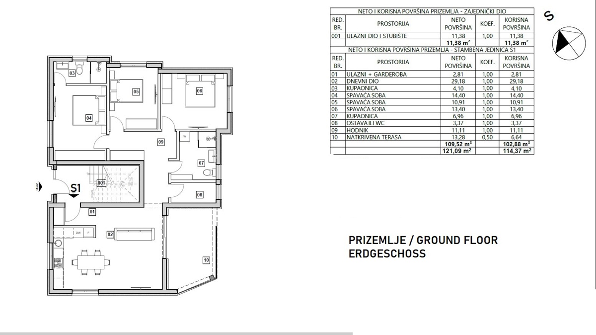 Vodice-**NUOVA COSTRUZIONE** Appartamento S1 con giardino, a 450 m dal mare