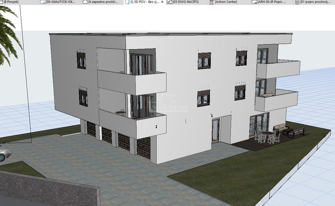 Vodice.-**NUOVA COSTRUZIONE** Appartamento 93 m2, primo piano, 2 camere + soggiorno con angolo cottura