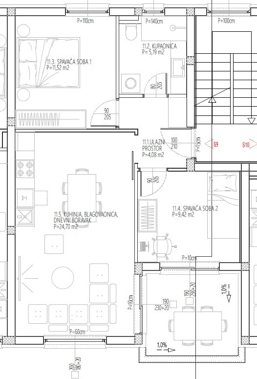 Vodice - Appartamento bilocale S9 con vista mare, secondo piano, nuova costruzione