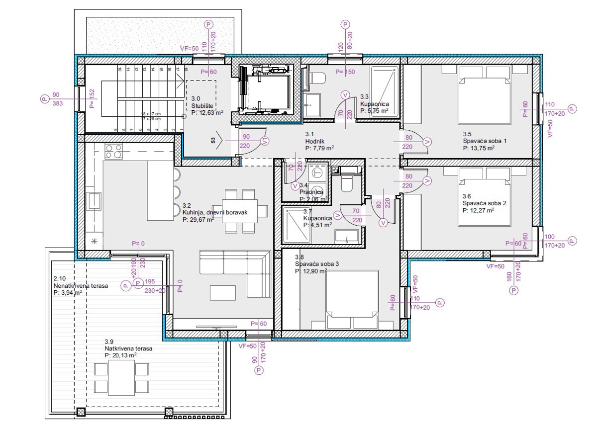 Vodice - Attico al secondo piano con ascensore, posizione eccellente