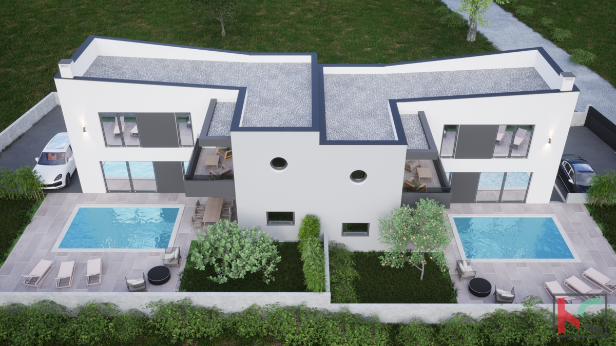 Istria, Ližnjan, casa duplex moderna, 180m2 con piscina, # in vendita