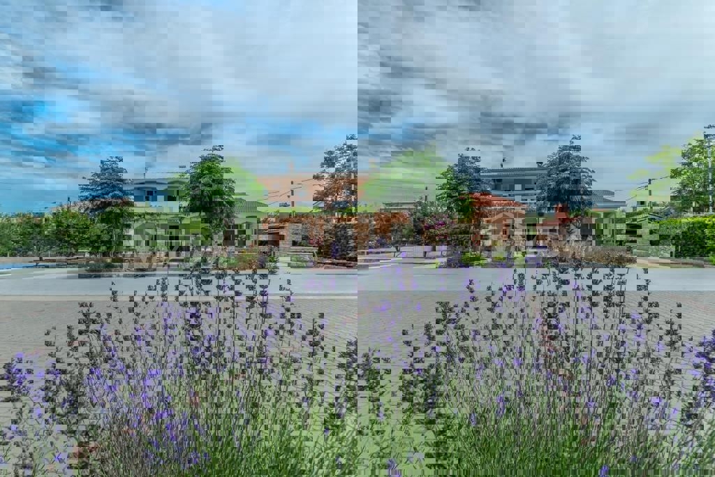 Edificio residenziale e commerciale con ampio giardino e piscina