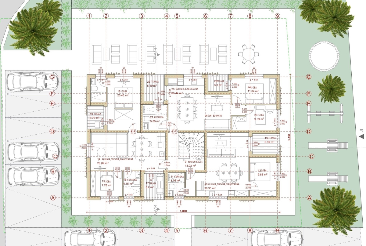 Appartamento bilocale (80 m²) con terrazza sul tetto (91 m²) a Zadar-Bibinje