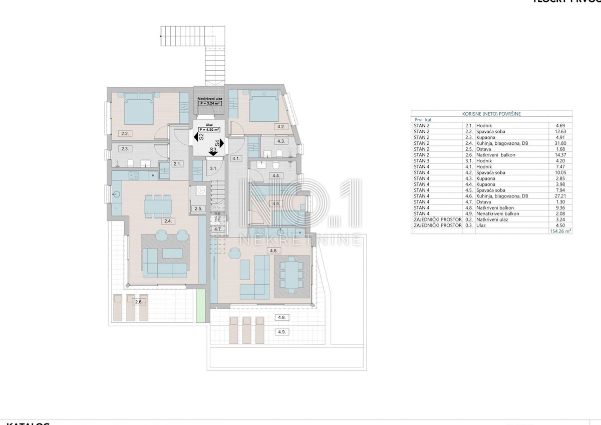 Krk - S2 lussuoso nuovo edificio con vista mare