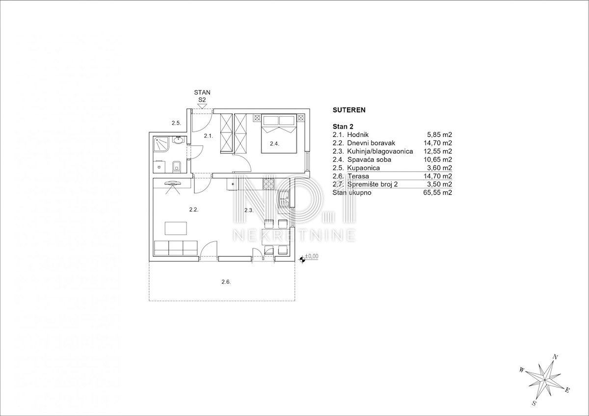 Appartamento Zamet, Rijeka, 65,09m2