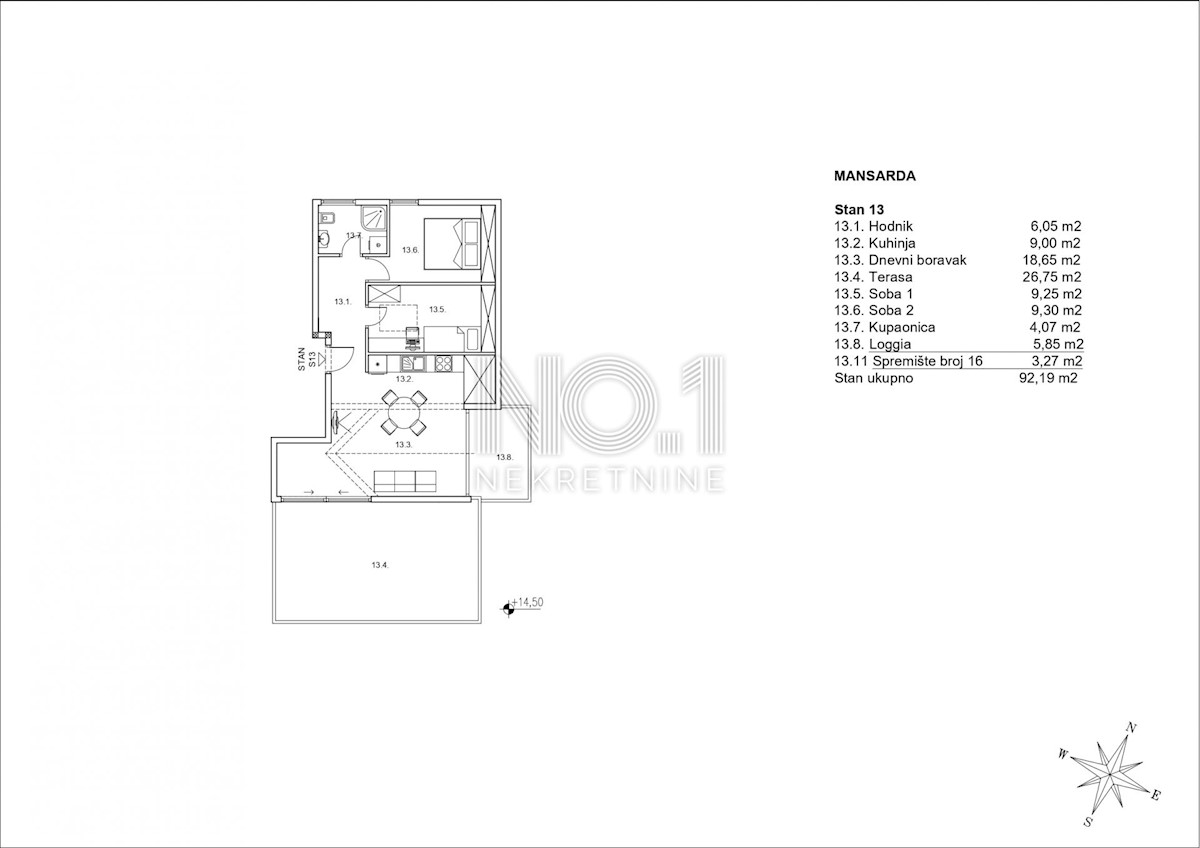 Appartamento Zamet, Rijeka, 65,09m2