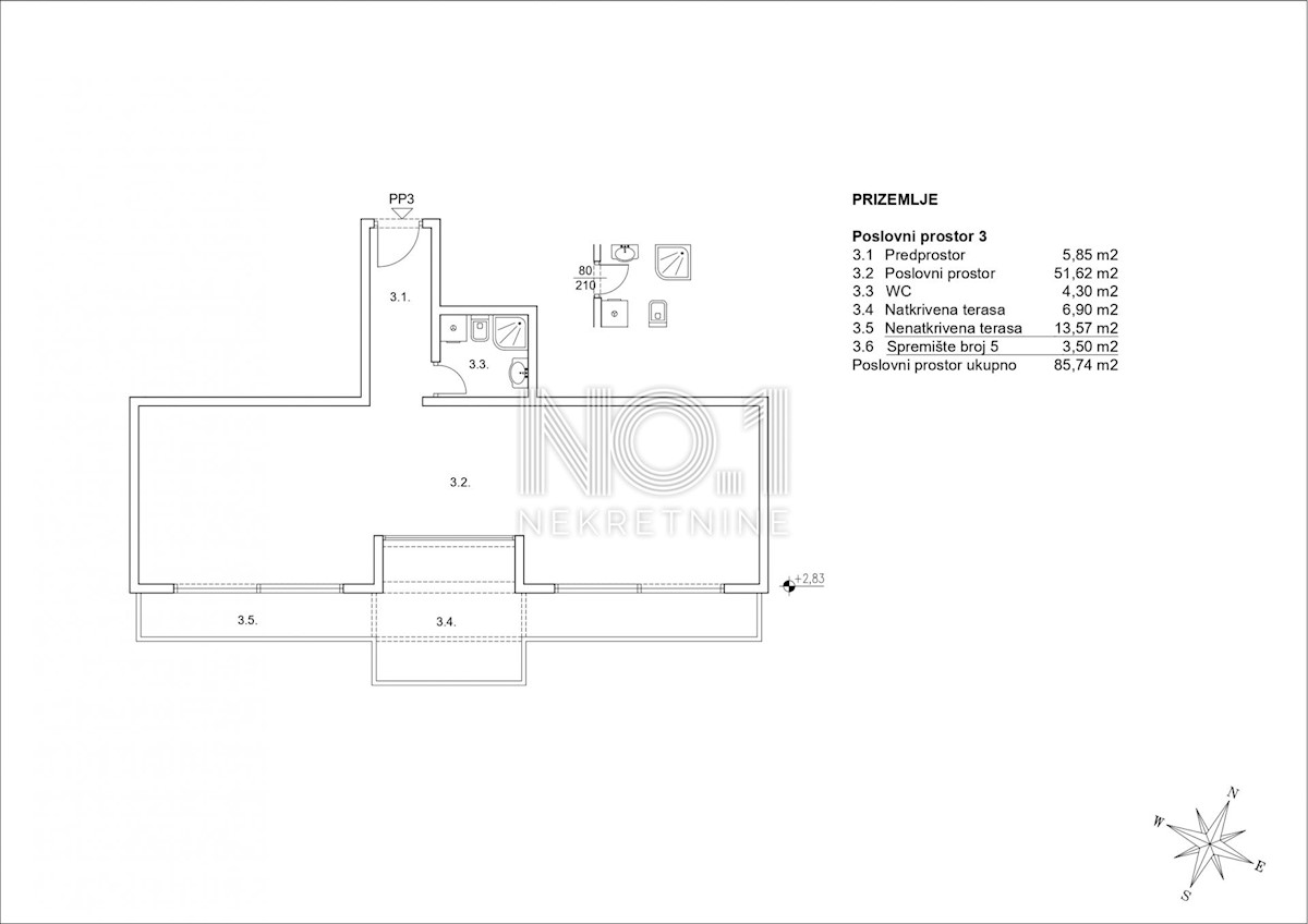 Commerciale Zamet, Rijeka, 66,59m2