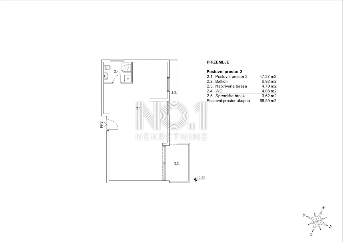 Commerciale Zamet, Rijeka, 66,59m2