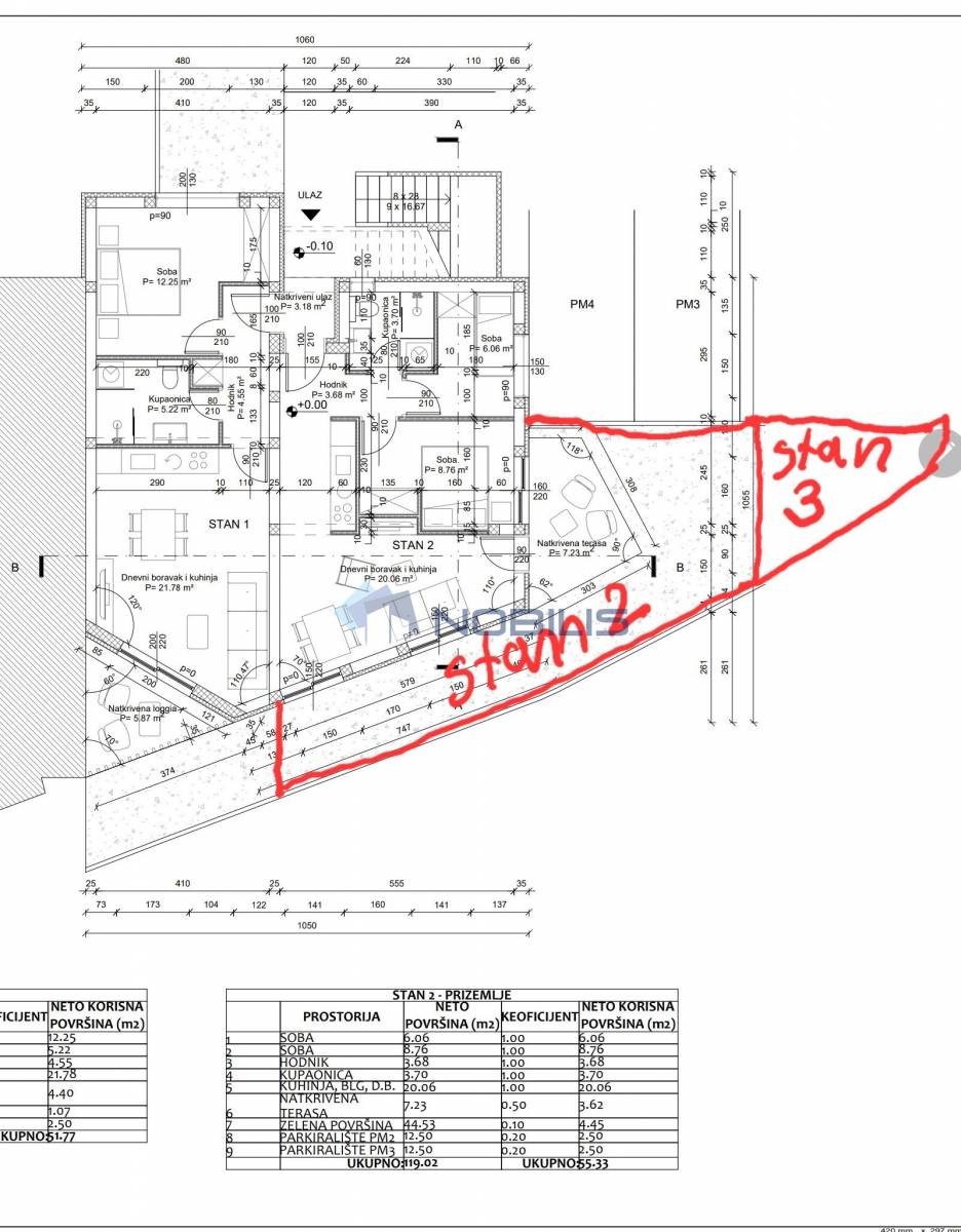 Appartamento Privlaka, 62,82m2