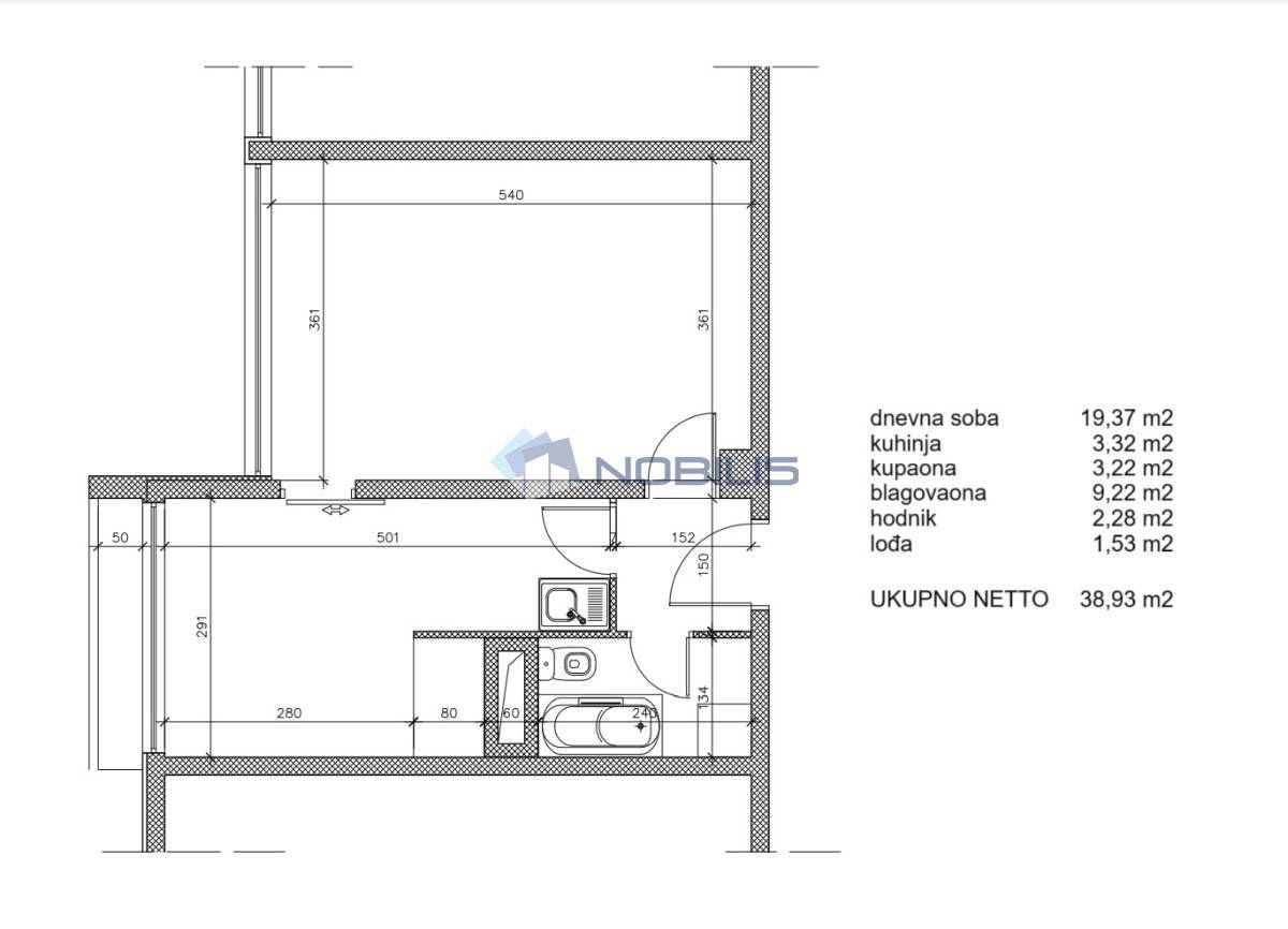 Appartamento Travno, Novi Zagreb - Istok, Božidara Magovca, 38,07m2