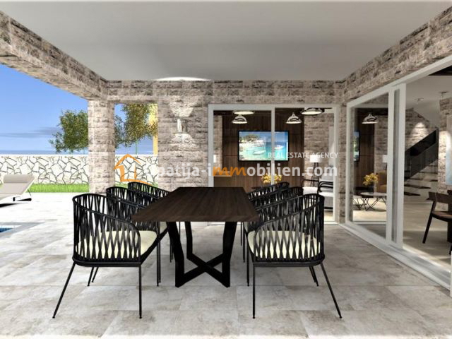 VRBNIK-NUOVA VILLA CON PISCINA 137 M2 CON VISTA MARE