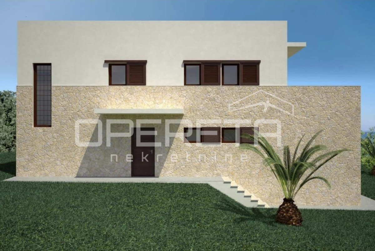 Terreno con permesso di costruzione per villa con piscina, 700 m2, LUN, isola di Pag