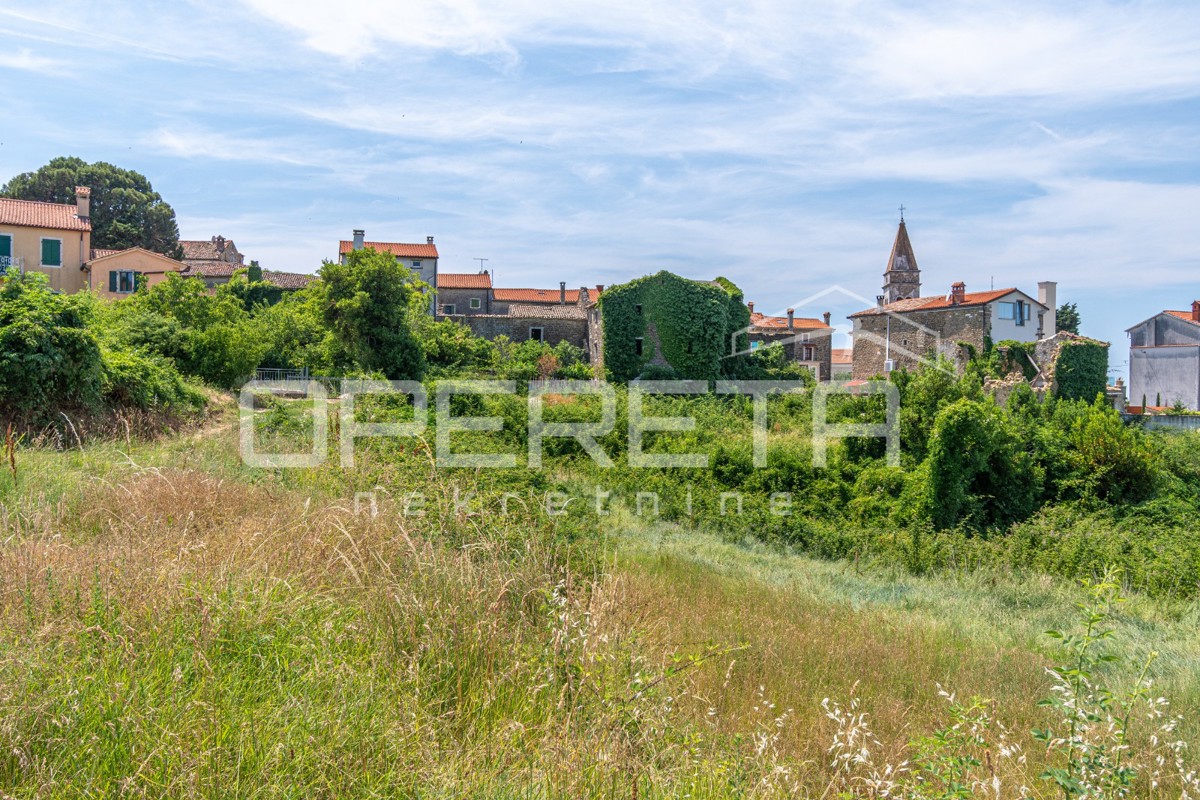 Istria, Momjan – Complesso di case autoctone da ristrutturare con terreno edificabile
