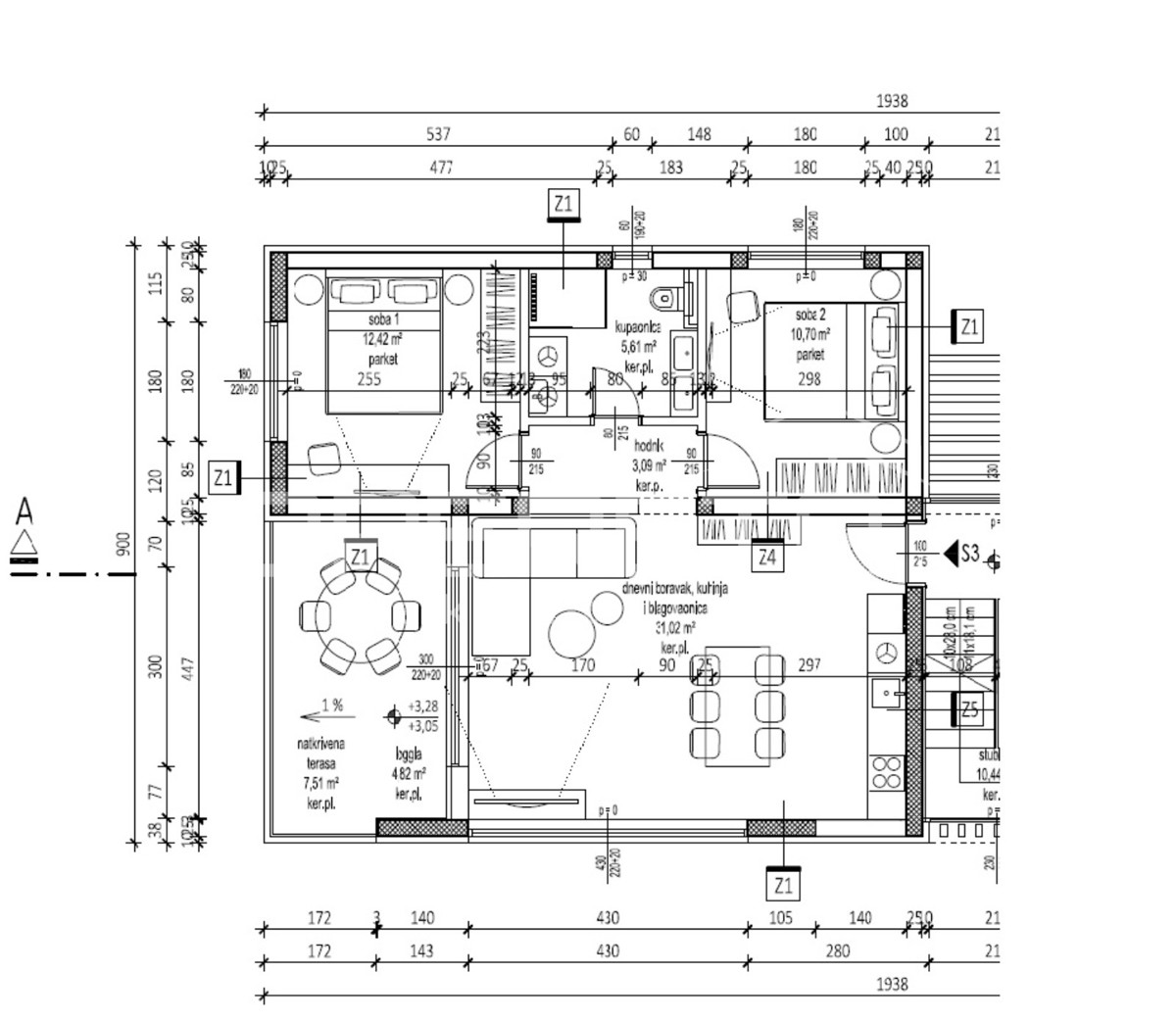 Appartamento con due camere da letto, primo piano, Rovanjska