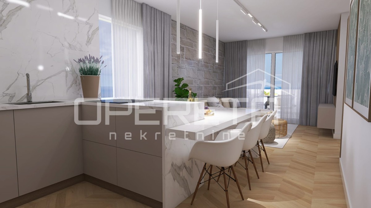 Nuova costruzione, appartamento trilocale con piscina, piano terra, 110 m2, giardino, Mandre, Pag