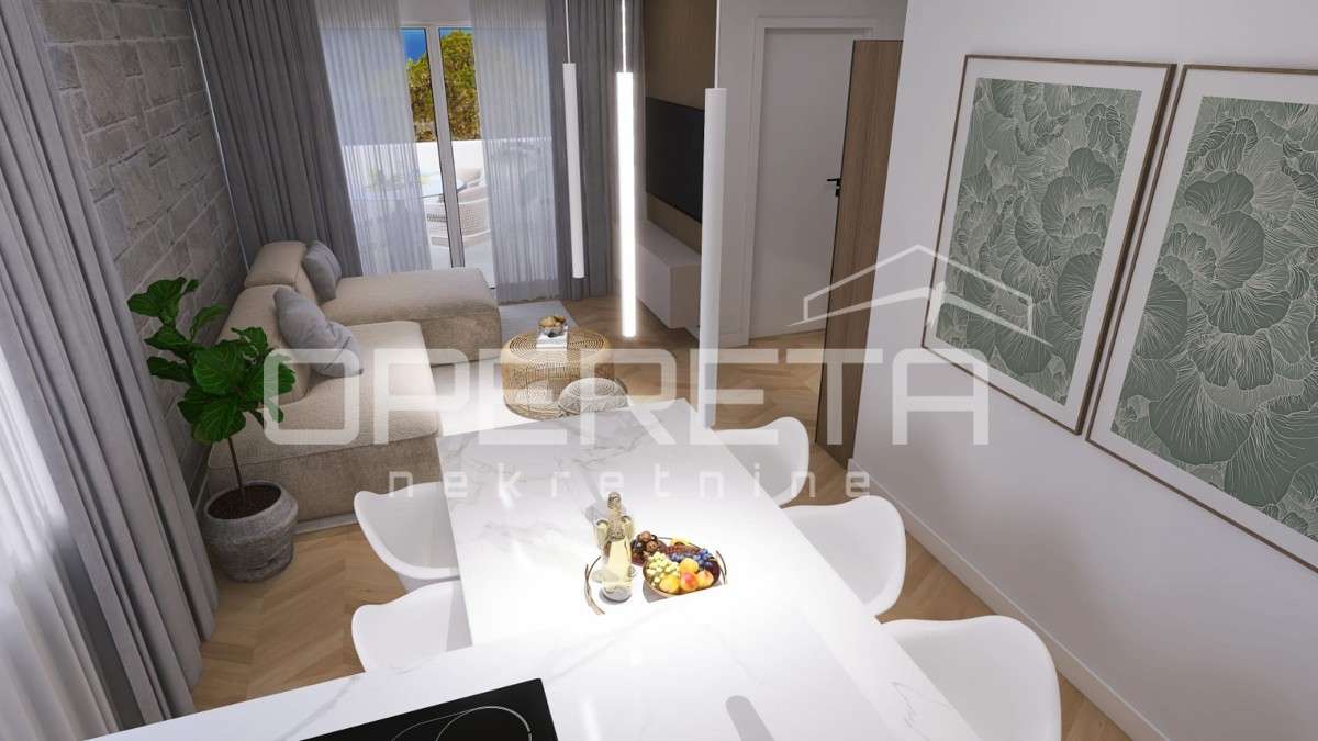 Nuova costruzione, appartamento trilocale con piscina, piano terra, 110 m2, giardino, Mandre, Pag