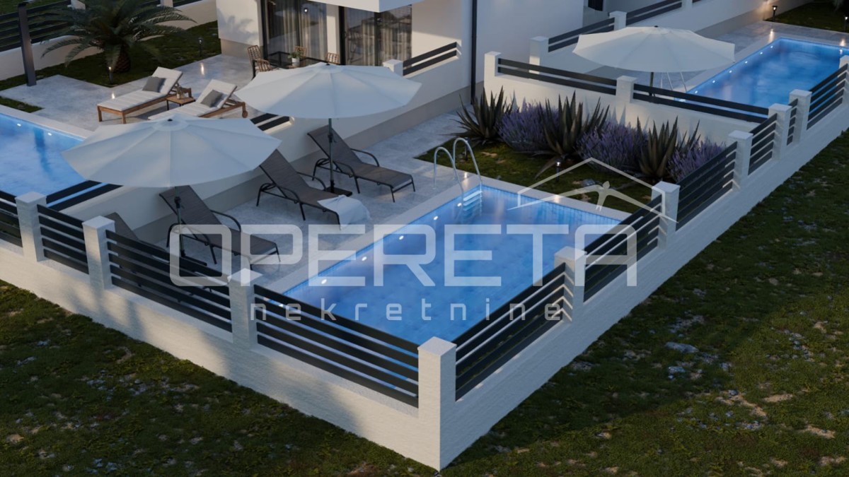 Nuova costruzione, appartamento trilocale con piscina, piano terra, 110 m2, giardino, Mandre, Pag