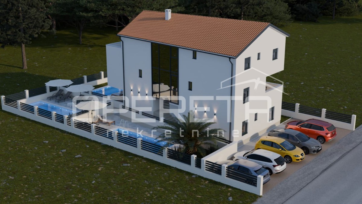 Nuova costruzione, appartamento trilocale con piscina, piano terra, 110 m2, giardino, Mandre, Pag