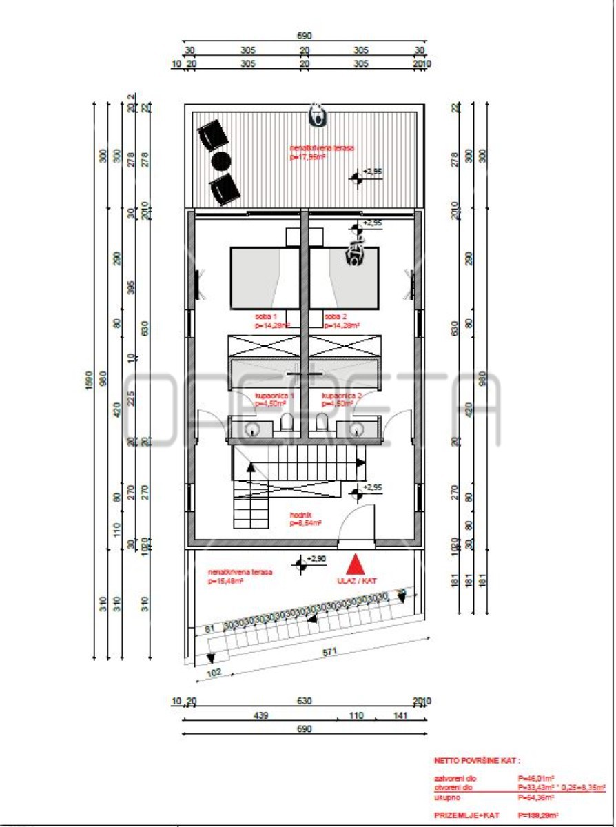 Terreno edificabile con vista sul mare, 420 m2, Prigradica