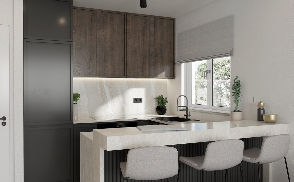 Splendido appartamento al primo piano di una nuova costruzione, con vista mare.