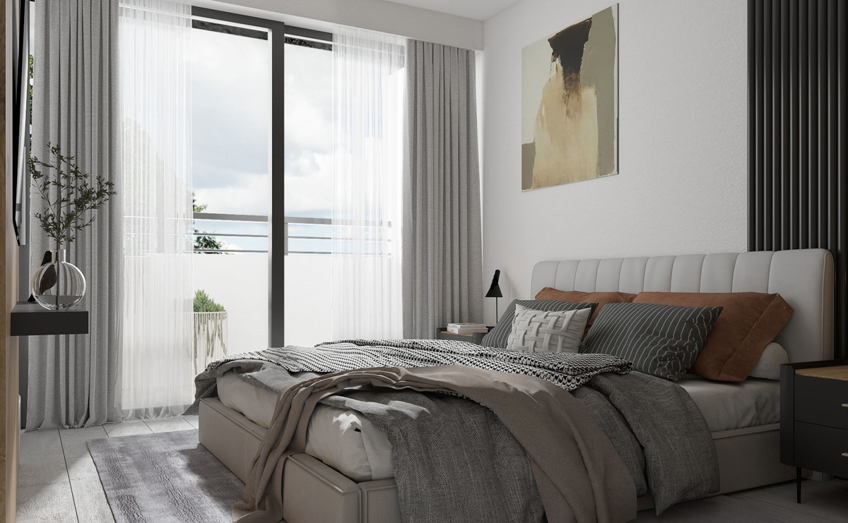 Splendido appartamento al primo piano di una nuova costruzione, con vista mare.