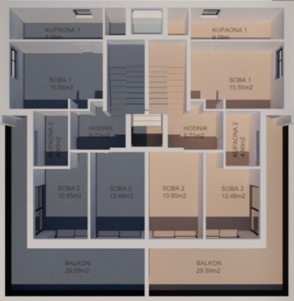 Krk - nuova costruzione, grande appartamento duplex con vista mare