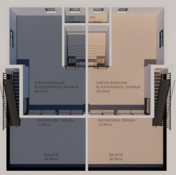 Krk - nuova costruzione, grande appartamento duplex con vista mare