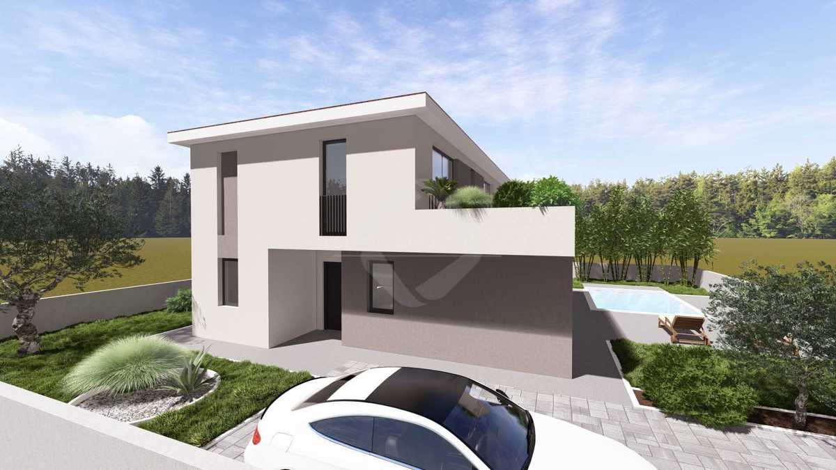 Terreno edificabile con progetto – 573 m², casa familiare 198 m² con piscina e giardino