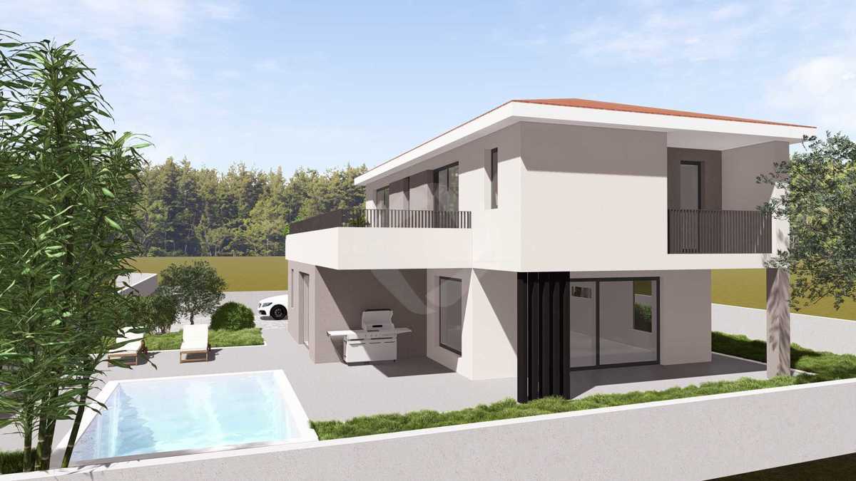Terreno edificabile con progetto – 573 m², casa familiare 198 m² con piscina e giardino