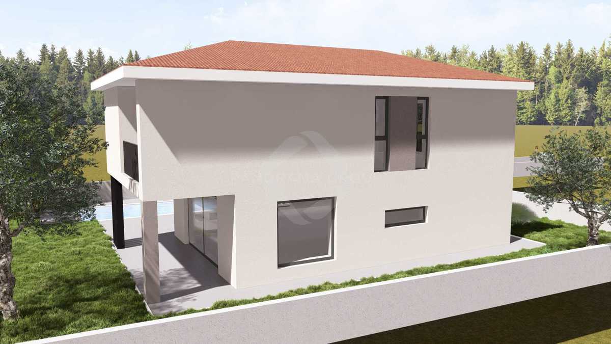 Terreno edificabile con progetto – 573 m², casa familiare 198 m² con piscina e giardino