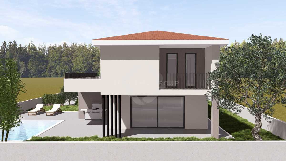 Terreno edificabile con progetto – 573 m², casa familiare 198 m² con piscina e giardino