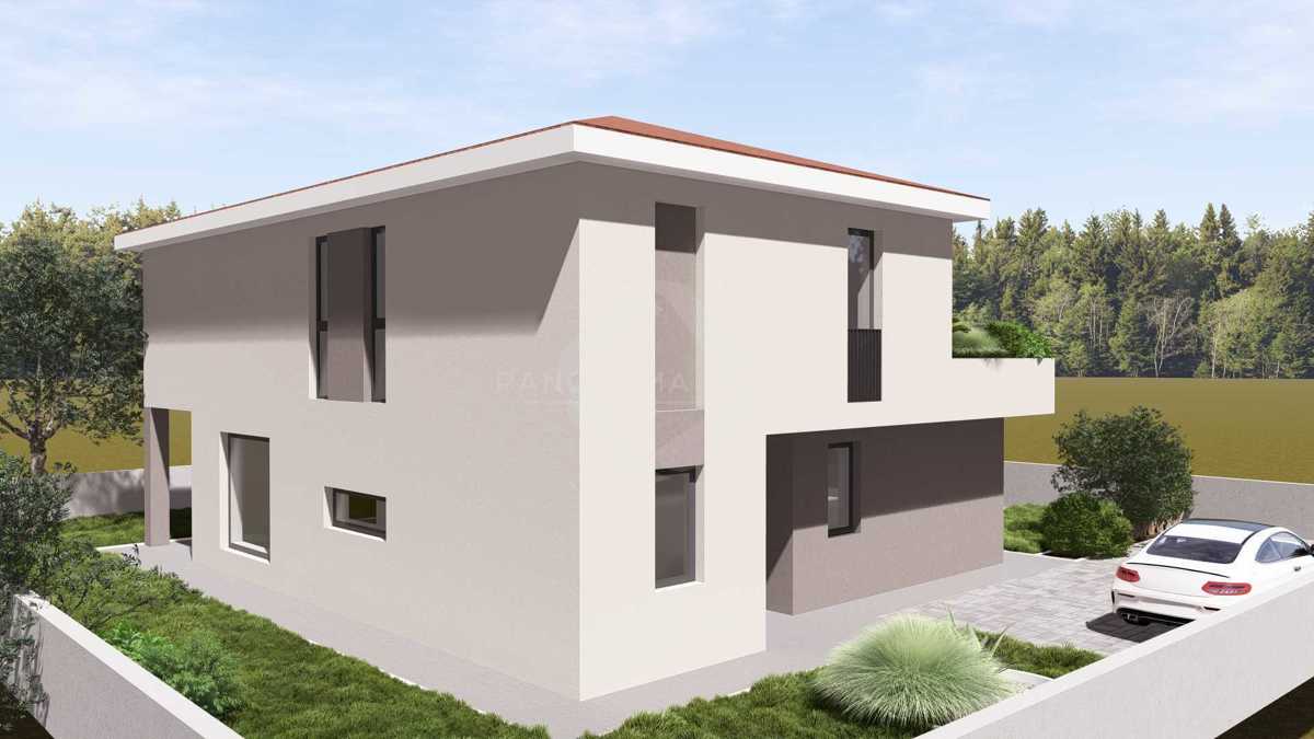 Terreno edificabile con progetto – 573 m², casa familiare 198 m² con piscina e giardino