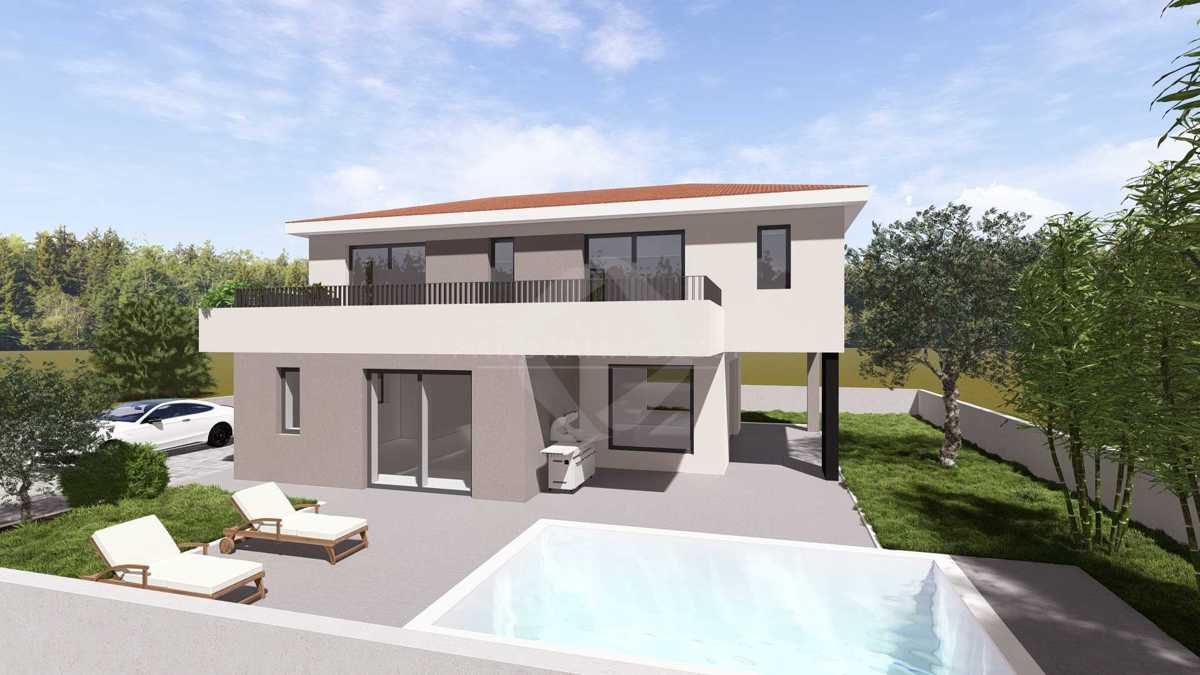 Terreno edificabile con progetto – 573 m², casa familiare 198 m² con piscina e giardino