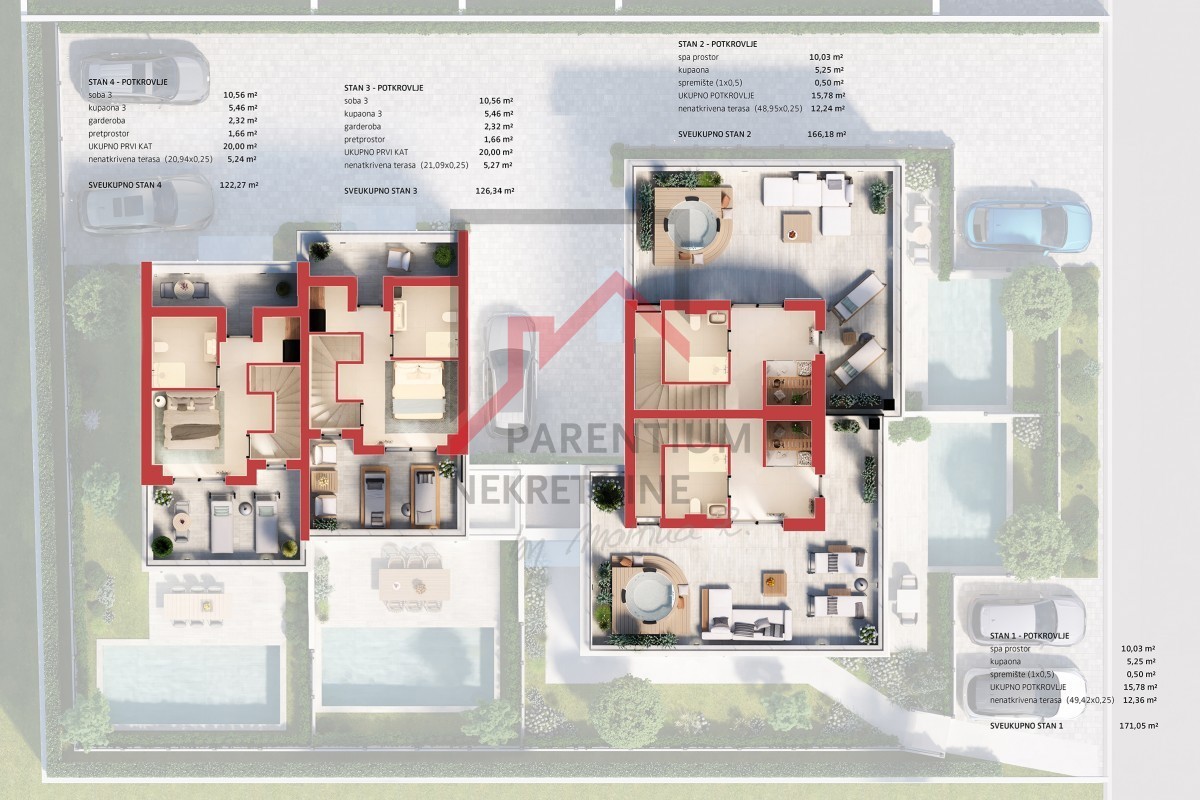 Istria, Parenzo - NUOVA COSTRUZIONE VICINO A PARENZO - Moderna casa bifamiliare su 3 piani, cortile e vista!