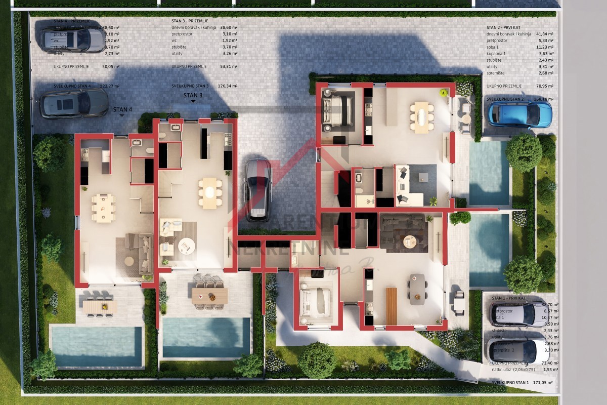 Istria, Parenzo - NUOVA COSTRUZIONE VICINO A PARENZO - Moderna casa bifamiliare su 3 piani, cortile e vista!
