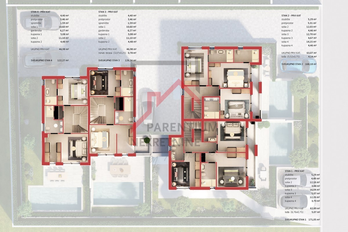 Istria, Parenzo - NUOVA COSTRUZIONE VICINO A PARENZO - Moderna casa bifamiliare su 3 piani, cortile e vista!