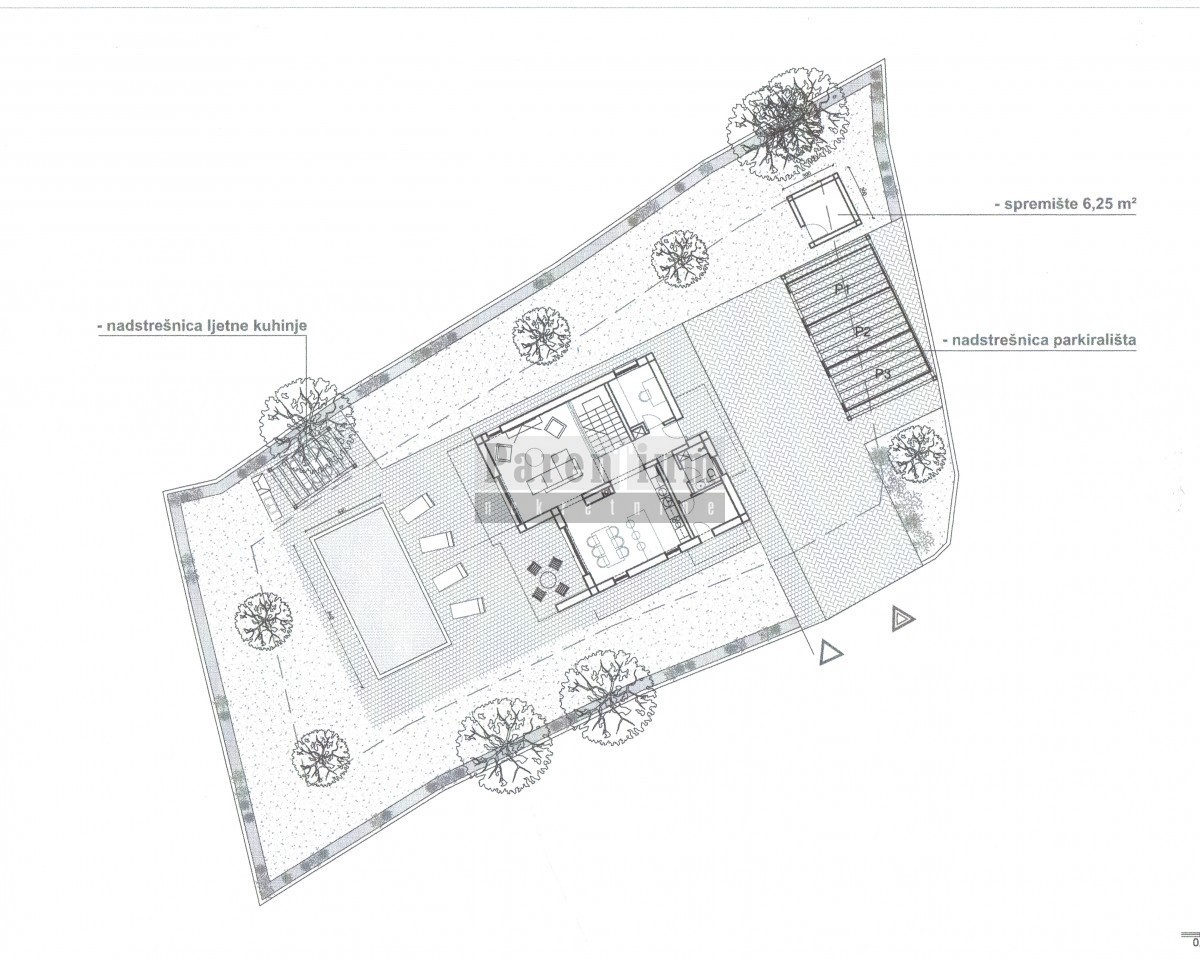 Terreno edificabile con permesso di costruire per la costruzione di una villa con piscina