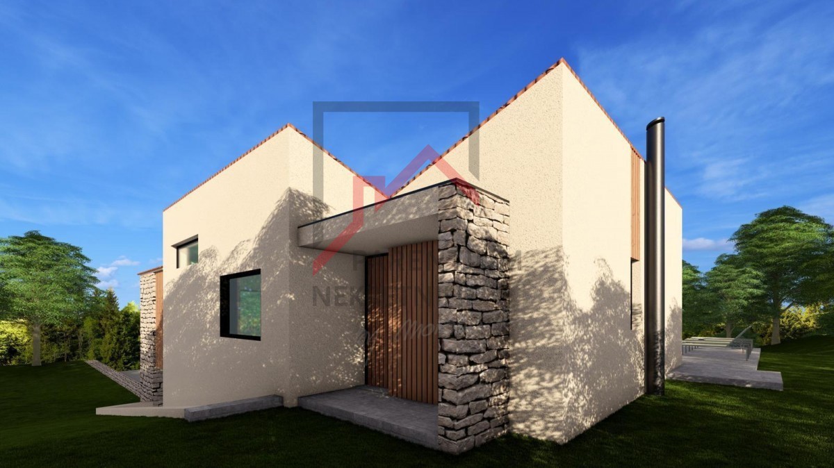 Istria, Žminj - Terreno edificabile con permesso e progetto per una casa con piscina