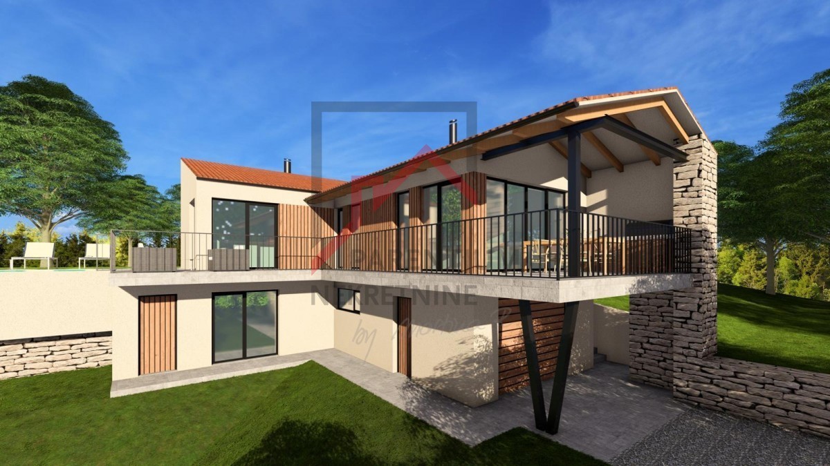 Istria, Žminj - Terreno edificabile con permesso e progetto per una casa con piscina