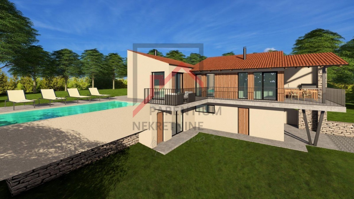 Istria, Žminj - Terreno edificabile con permesso e progetto per una casa con piscina
