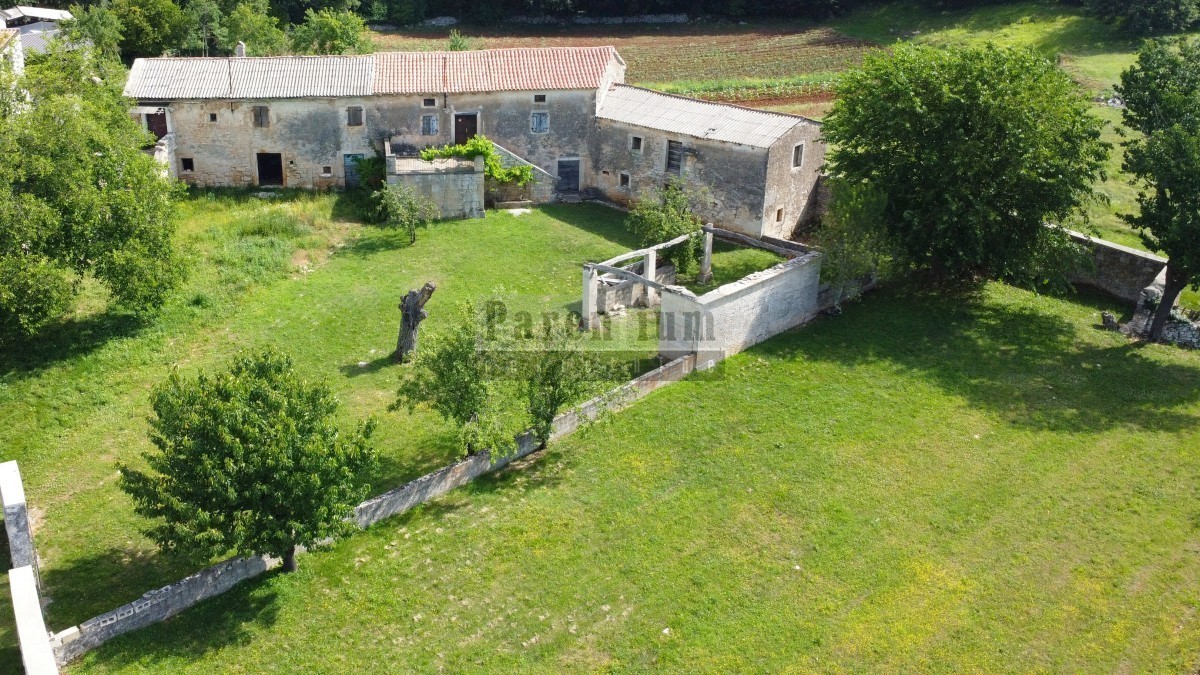 Tinjan, dintorni, Casa in pietra istriana circondata dal verde.