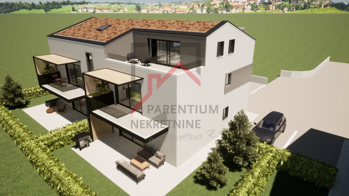 Istria, Parenzo – Nuovo edificio con vista, primo piano, moderno appartamento con 2 camere da letto e due terrazze