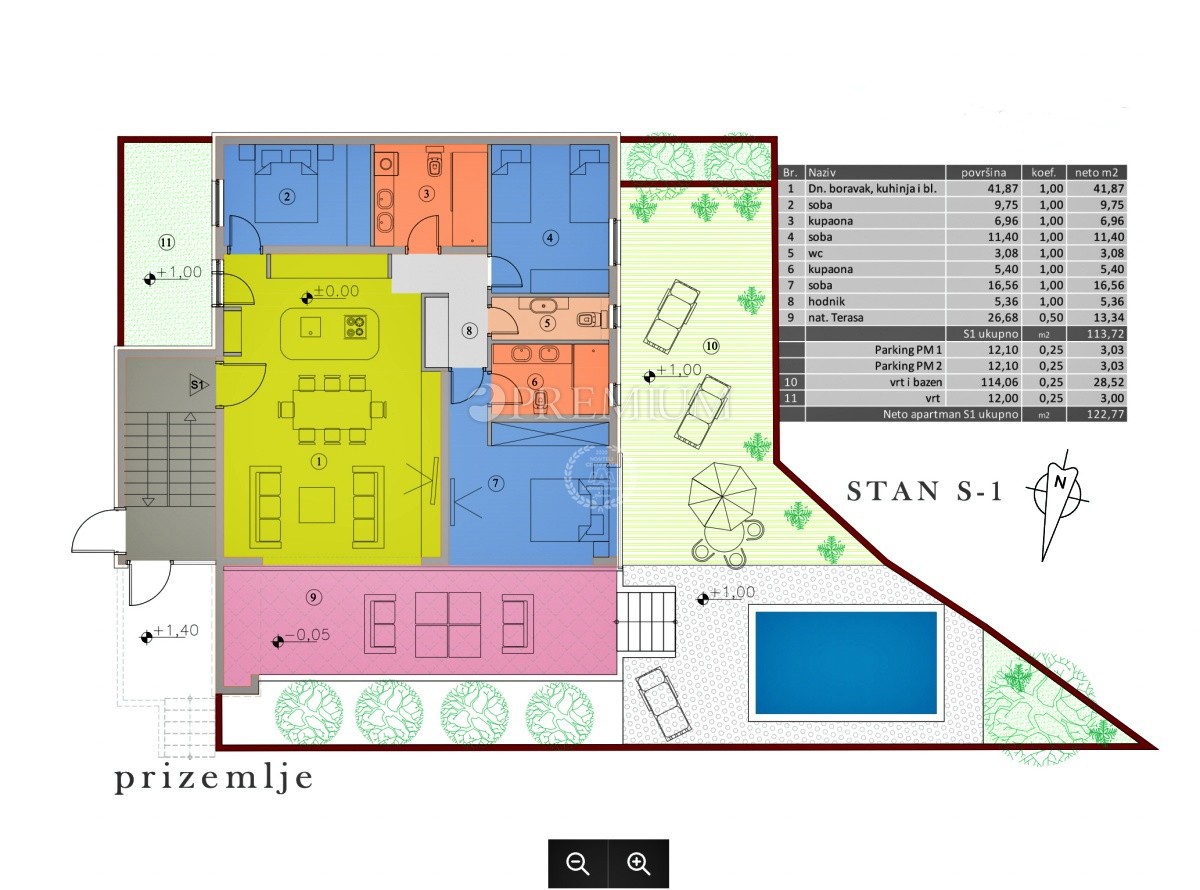 Malinska, vendita, appartamento al piano terra di una nuova costruzione, con giardino e piscina!