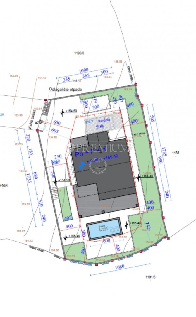 Krk, dintorni, terreno con progetto per villa con piscina!
