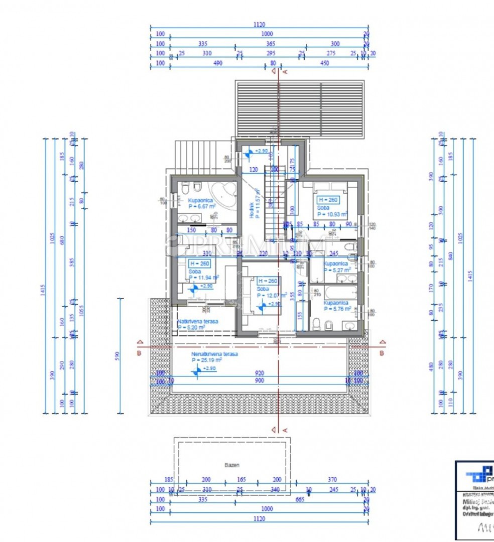 Krk, dintorni, terreno con progetto per villa con piscina!