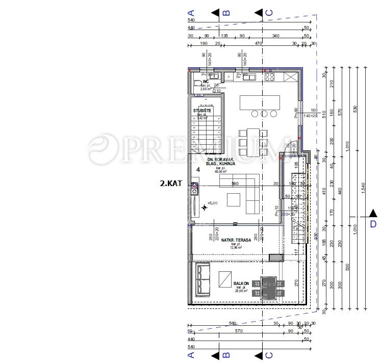 Krk, nuova costruzione, appartamento con terrazza sul tetto!