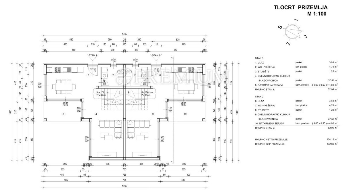 Malinska, Terreno edificabile, progetto per casa bifamiliare